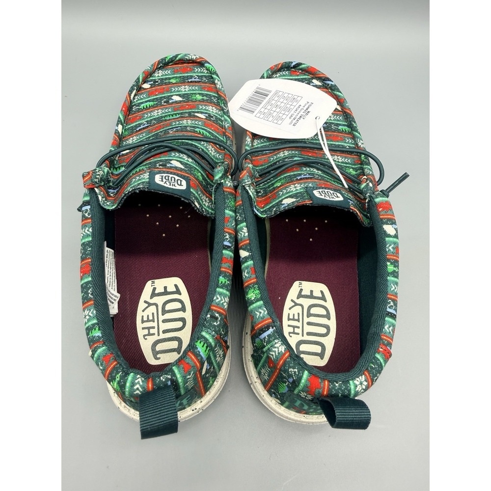 Hey Dude Wally Fishmas Sweater Pine Green Mens 10 Holiday‎ Outdoor Shoes NIB - Picture 2 of 9